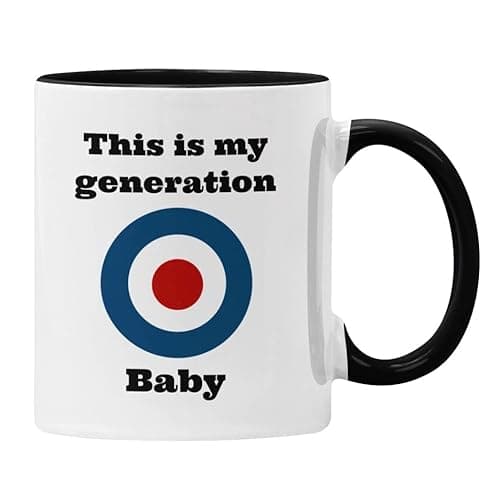 Image of The Who Mug, My Generation, Oasis Cover Mod Indie Music Gift Plumfoolery (Black)
