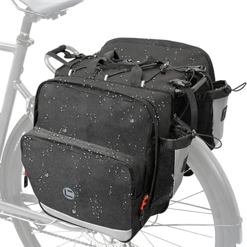 Image of NDakter Bike Panniers, 30 Waterproof Bike Pannier Bags for Rear Rack, Expandable Double Bicycle Trunk Saddle Bag with Reflective Strips,Ebike Accessories for Commute Road and Mountain Cycling Travel