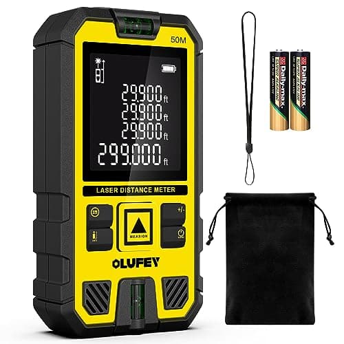 Image of OLUFEY Laser Measure 50M,Laser Distance Meter Device IP54 Portable Digital Measure Tool Range Finder with Bubble Levels and LCD Backlit
