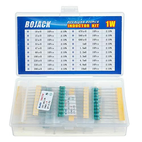 Image of BOJACK 20 Values 200 Pcs Inductor 10 uH to 10 mH 1 W Color Ring Inductor 1 Watt Assortment Kit