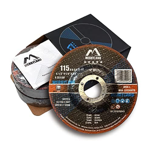 Image of Merryland Grinding Disc 115 Metal for Angle Grinder, 115 X 6.0 X 22.23 mm Grinding Wheel 10 Pieces, Steel Iron 4.5 inch Type 27, Expert-Line E31076043