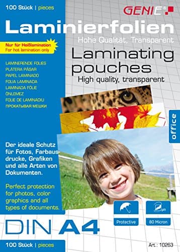 Image of Genie DIN A4 Laminating Film Sheets 80 Micron Pack of 100