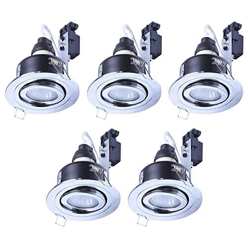 Image of LITECRAFT Recessed Downlight IP65 Rated Tiltable Spotlight - (Polished Chrome, Pack of 5)