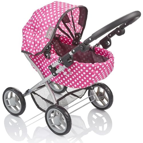 Image of Molly Dolly My First Dolls Pram - Adjustable Toy Pram for Girls Age 2-5 Year Old - Baby Doll Pram - Dolls Toy Pushchair Stroller