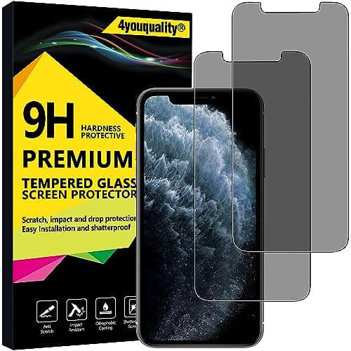 Image of 4youquality Privacy Screen Protector for iPhone 11 Pro & XS/X (5.8-Inch), Anti Spy Tempered Glass Film, 2-Pack, Lifetime Support