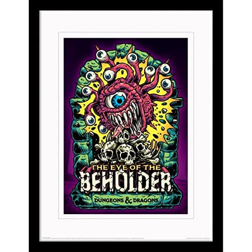 Image of Dungeons and Dragons Print in Black Picture Frame (Beholder Design) - Wall Art Collector Edition, 30cm x 40cm - Official D&D Gifts Merchandise
