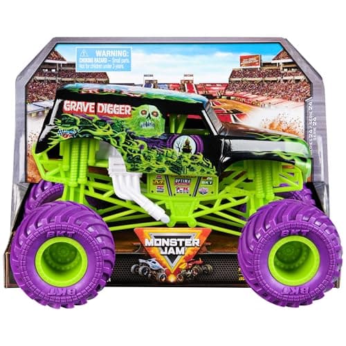 Image of Monster Jam, Official Grave Digger Monster Truck, Collector Die-Cast Vehicle, 1:24 Scale, Kids’ Toys for Boys and Girls Aged 3 and up, Blue