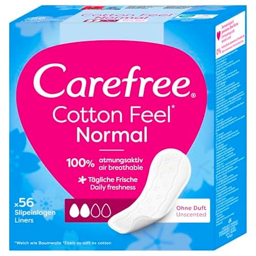 Image of Carefree Cotton Unscented Panty Liners (1x Pack of 56), Soft and Comfortable Panty Liners for Women for Daily Use, Long-Lasting Freshness, 100% Breathable Underwear Protection