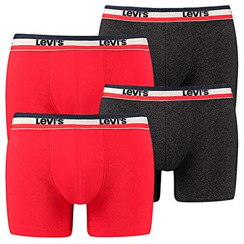 Image of Levi's 4-Pack Men's SPRTSWR Logo Boxer Brief Boxer Shorts Underwear Pants, Color:786 - Red/Black, konfektionsgröße:S