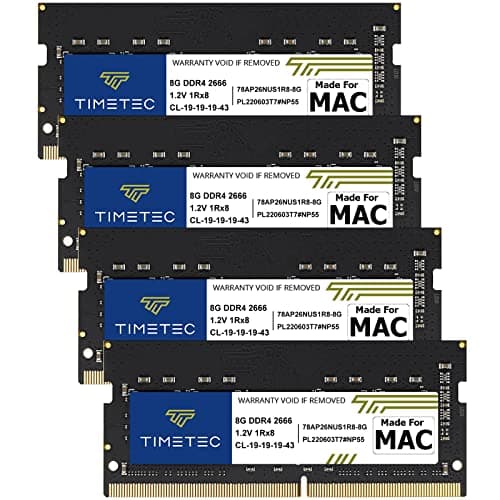Image of Timetec 32GB KIT(4x8GB) Compatible for Apple DDR4 2666MHz for Mid 2020 iMac (20,1/20,2) / Mid 2019 iMac (19,1) 27-inch w/Retina 5K Display PC4-21333 / PC4-21300 CL19 SODIMM Memory MAC RAM Upgrade