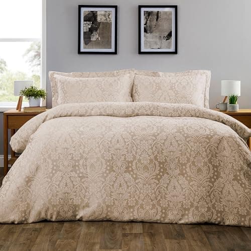 Image of Olivia Rocco Dorchester Jacqaurd Bedspread Set Quilted Bedding Covers with Pillowcases, Champagne Bedspread 3 PC Sets