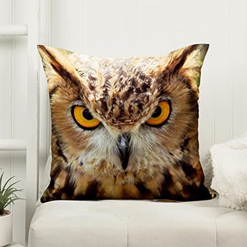 Image of Roseley Decorative Cushion Covers With Cushion Inner Pads Digital Animal Print 45 x 45cm Throw Pillows Fillers & Cases [Owl, 1pc]