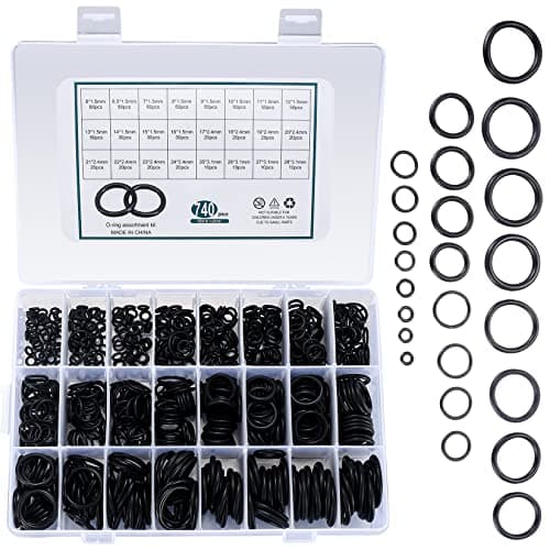 Image of 740 Pcs Rubber O Rings Assorted, Pressure Washer O Rings Rubber Assorted Seal Kit, O-Ring Gasket Kit, O-ring Seals Assortment for Plumbing Washers Insulated Pipe Plumber Repair Mixer Tap Sink(Black)