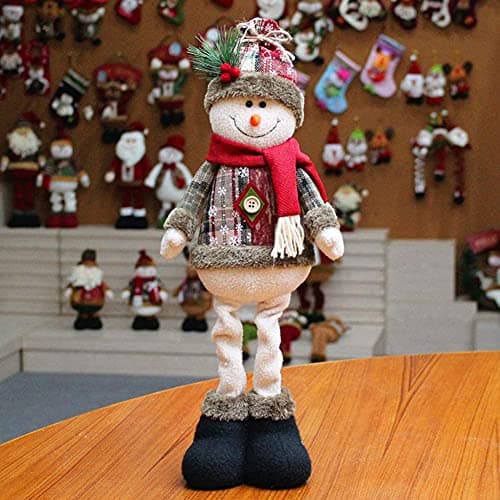 Image of Cysocool Christmas Standing Figurine 48CM Long Legs Snowman Figure Xmas Plush Doll Christmas Ornament Party Table Fireplace Decor Home Decoration Tree Hanging Xmas Figure Gift