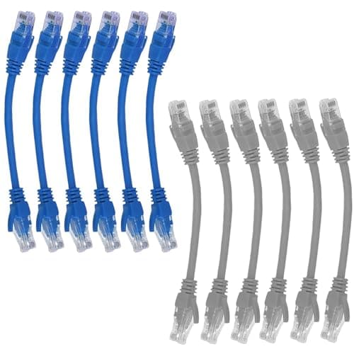 Image of Tarqite 12Pcs Short Cat6 Patch Cable 7.8in/20cm, 1000Mbps High Speed Ethernet Network Cables With RJ45 Connectors Patch Panel Ethernet Cable For Router, Modem, Server, Switch, TV, PC