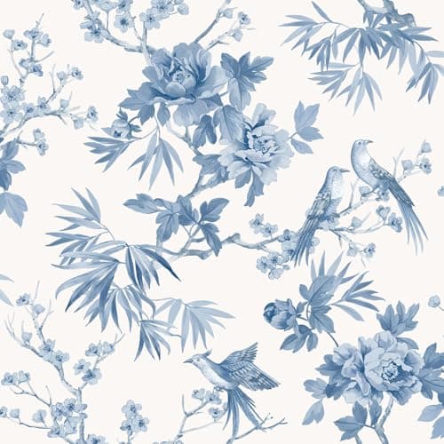 Image of Rasch Amelie Chinoiserie Japanese Oriental Style Wallpaper Perfect for Feature Walls, Bedrooms, Livin and Dining Rooms Blue/White 260554