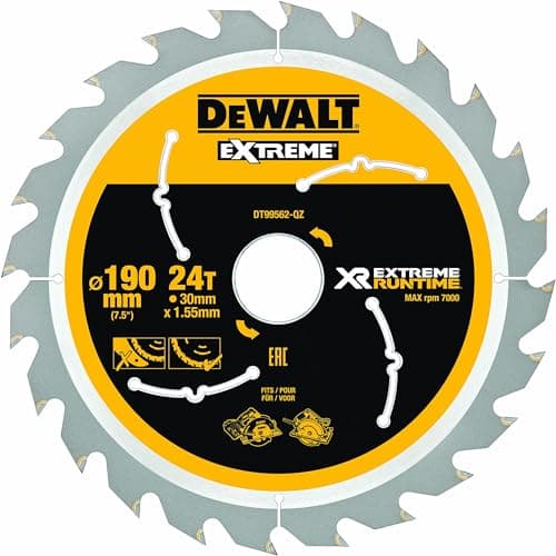 Image of DEWALT DT99562-QZ XR Extreme Runtime Circular Saw Blade 190mm x 30mm x 24T, 240 V, Yellow/Black