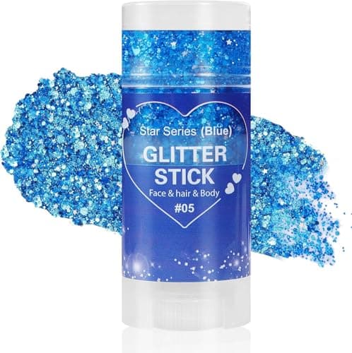 Image of Go Ho Blue Face Glitter Stick,Rotating Use Hair Glitter Stick,Holographic Glitters for Face/Body/Hair/Eye,Sparkling Festival Makeup for Women,05