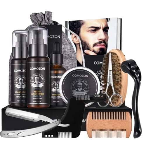 Image of Beard Grooming Kit for Men, 13 in 1 Beard Care Kit Men Gifts with Beard Roller, Razor & Styling Shaper, Beard Kit with Beard Oil, Shampoo, Conditioner, Brush, Balm, Comb, Scissors, Gifts for Him
