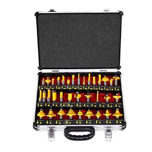 Image of Professional Router Bit Set, 35-Piece, 12.7mm 1/2 Inch Shank, Tungsten Carbide Tipped, Woodworking Milling Cutter Tools with Storage Case