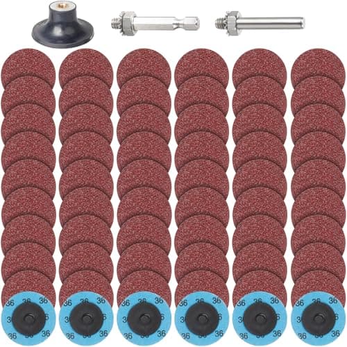 Image of PMIQSA 63 Pcs Quick Change Discs Set, 2 Inch (50mm) Sanding Discs with 1/4" Holder Grit 36, for Die Grinder Discs Surface Prep Burr Rust Paint Removal