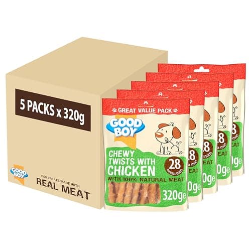 Image of Good Boy - Chewy Twists With Chicken - Made With 100% Natural Chicken Breast Meat - 320 Grams - Gluten Free Dog Treats (Case of 5)
