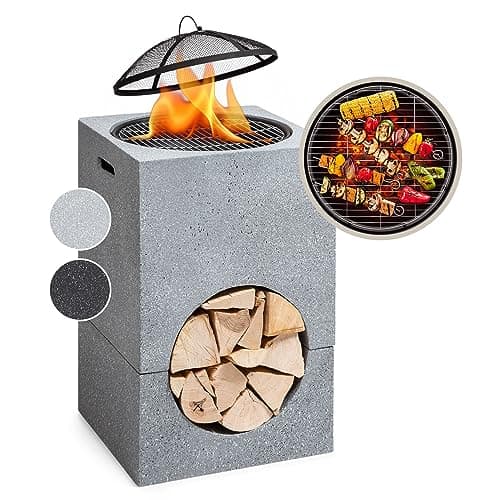 Image of Blumfeldt Fire Pit for Garden, Portable Fire Pit with BBQ Grill, Outdoor Travel Fire Bowl Grill Grate w/Spark Guard and Steel Bowl, BBQ Table Set for Camping & Patio, Log Wood Burner, 50 x 75 x 50 cm