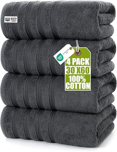 Image of Utopia Towels 4 Pack Premium Bath Towels Set, (76 x 152 CM) 100% Ring Spun Cotton, Lightweight and Highly Absorbent Quick Drying Towels, Perfect for Daily Use (Grey)