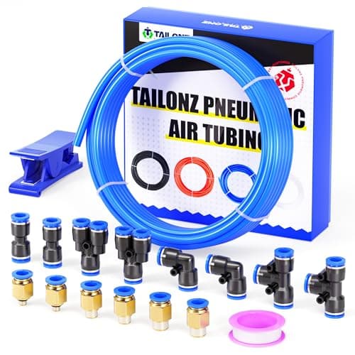 Image of TAILONZ PNEUMATIC Blue 6mm OD 4mm ID Polyurethane PU Air Hose Pipe Tube Kit 10 Meter 32.8ft