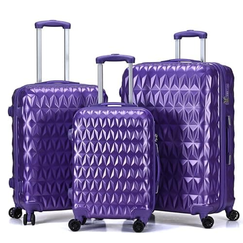 Image of CMY Hardshell Suitcase Luggage | Durable Suitcases | Lightweight & Secure with Combination Lock | Smooth 4 Dual Spinner Wheels | Ideal Travel Bag & Luggage Sets (Purple, 3 Piece Full Set)
