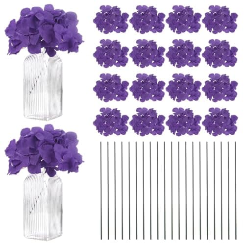 Image of M METERXITY 40-Pack Silk Hydrangea Flowers, Artificial Flowers Heads with 40pcs Stems, Full Hydrangea Flowers for Home Decor/Wedding/Christmas/DIY/Party/Garden [Dark Purple]