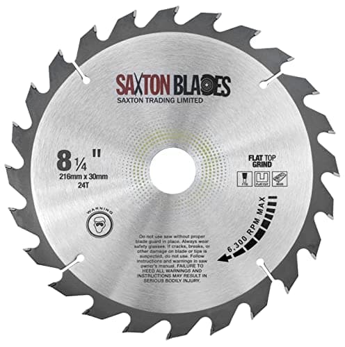 Image of Saxton Flat Top TCT Circular Saw Blade 216mm x 24T x 30mm Bore + rings fits Bosch Makita etc