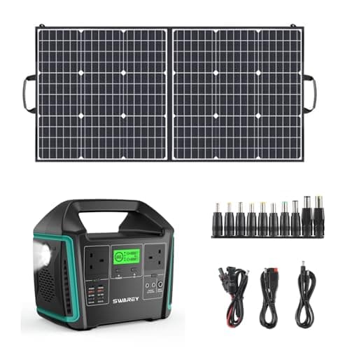 Image of SWAREY Portable Power Station with 100W Solar Panel, 725Wh Power Station, 2x 1000W (1500W Surge) AC Outlets, 2x 65W USB-C PD Ports, Solar Generator for Outdoors Camping Travel RV Home