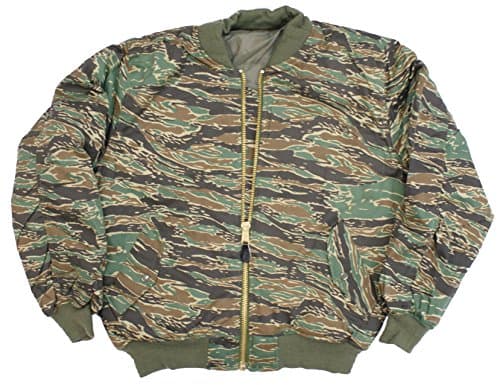 Image of Camouflage MA1 Bomber Flight Jacket With Heavy Brass Zip (XL, Tiger Stripe)