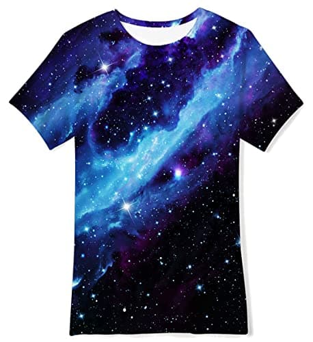 Image of Kids4ever Boys Girls T-Shirts 3D Print Crew Neck Short Sleeve Blue Galaxy T Shirt Kids Cool Tshirts for Teenage Summer School Gifts Tops 13 Years