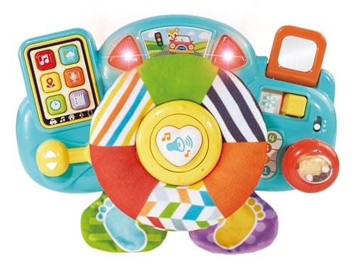 Image of VTech Baby Beep Beep Baby Driver, Steering Wheel Toy with Activities, Songs & Phrases, 6 Interactive Buttons, Manipulative Features & Textures, for Babies 3, 6, 9, 12, 24 months +, English Version
