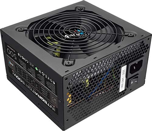 Image of AeroCool Integrator 500 W 80 Plus Bronze Power Supply Unit with UK 3 Pin Power Lead , Black