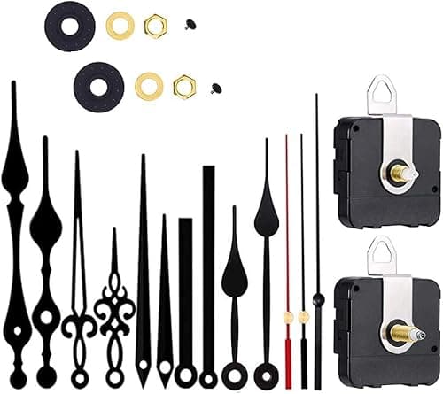 Image of Aloneaka Silent Quartz Clock Movement, Long and Short Shaft with Hands Battery Powered, Wall Clock Mechanism Motor Replacement DIY Repair Parts