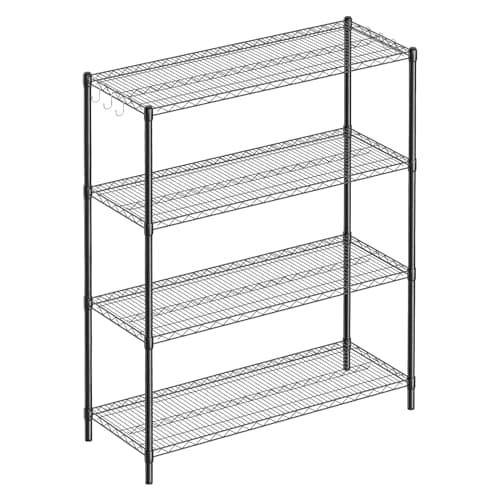 Image of Guan River 4-Shelf Adjustable Metal Shelf Wire Shelving Unit Heavy Duty Storage Rack Display Shelf for Office,Kitchen,Bedroom,Bathroom,Laundry,Pantry Basement,Garage(Black,48" L x 18" W x 62" H)