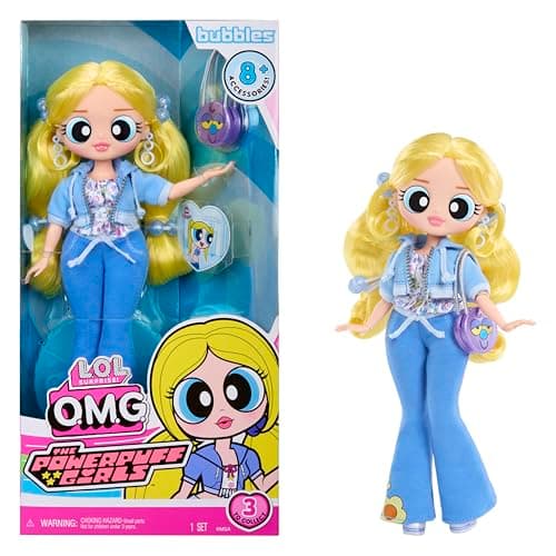 Image of L.O.L. Surprise! OMG The Powerpuff Girls Doll - Bubbles - Includes 1 Fashion Doll, Comes with Outfit & Accessories, Collect All 3