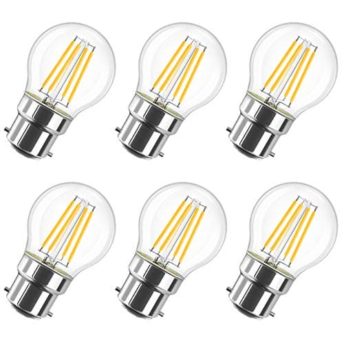 Image of LVWIT B22 Golf Ball LED Filament Bulb,4W Min Bayonet Golfball Bulb 40W Incandescent Equivalent,470Lm,2700K Warm White B22 Golf Ball Bulbs Led,220-240V,45 * 76MM,Not-Dimmable (6 PCS)