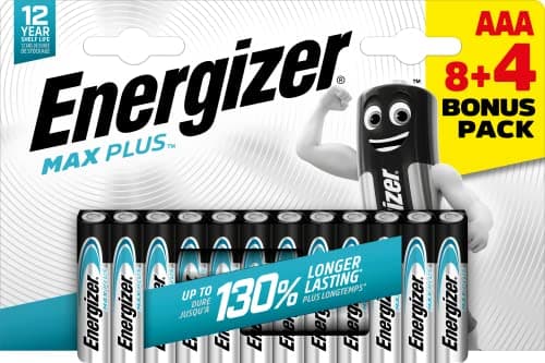 Image of Energizer Max Plus AAA Batteries, Alkaline, 12 Pack