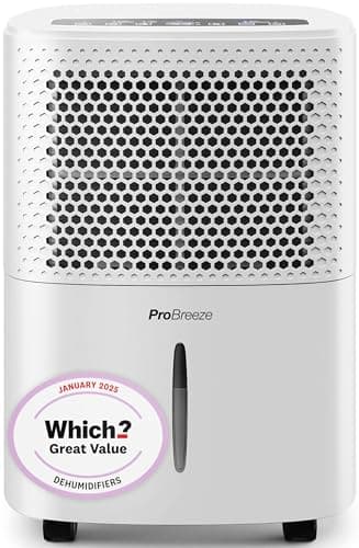 Image of Pro Breeze® 12L/Day Dehumidifier with Automatic Humidity Sensor & Display, Sleep Mode, 24-hour Timer, Laundry Drying, Large Tank - WHICH? BEST BUY DEHUMIDIFIER AWARD