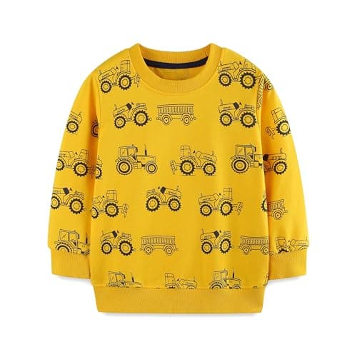 Image of Yoolhamy Kids Boys Girls Sweatshirt Cotton Jumpers Long Sleeve Top Toddler Clothes Children Christmas Halloween Pullover T Shirt for 1-7 Years (UK, Age, 5 Years, Regular, Yellow)