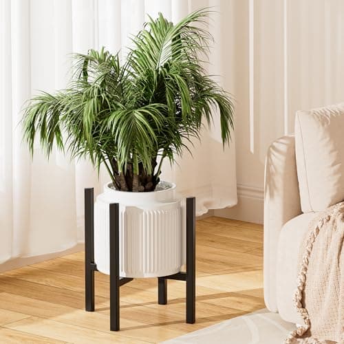 Image of Urban Deco Adjustable Metal Plant Stand for Outdoor and Indoor Use, Fits 20-36 cm Flower Pot Stand, Mid-Century, Modern Planter Holder, Corner Plant Stand