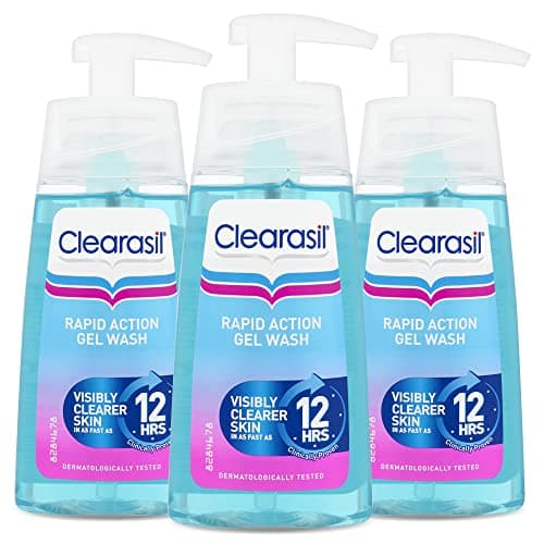 Image of Clearasil Ultra Rapid Action Gel Wash, Unclog Pores For A Visibly Clearer Skin, Remove Dirt & Spots, Pack Of 3 x 150ml