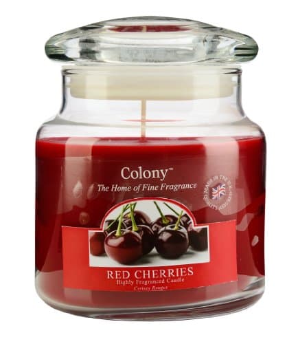 Image of Colony Wax Lyrical Cherries Candle Jar, Red