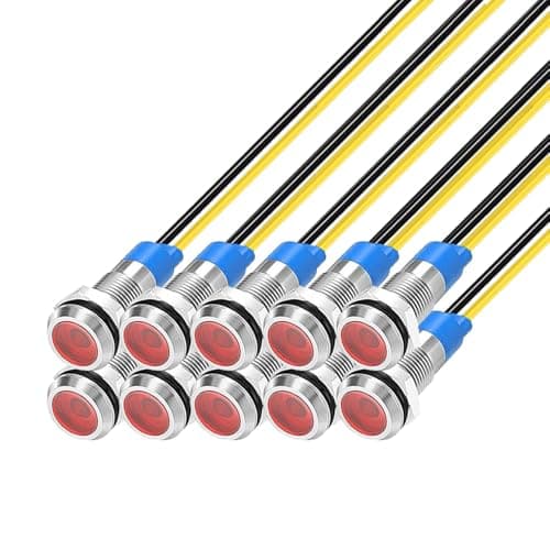 Image of Gebildet 10Pcs 6mm 1/4" 230V/AC LED Metal Indicator Light Waterproof Signal Lamp (Red)