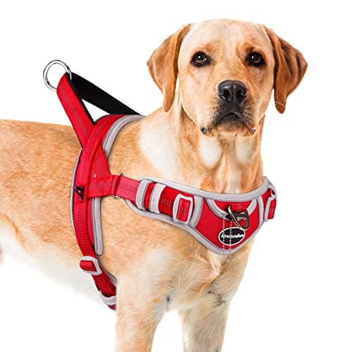 Image of ADVENTUREMORE Dog Harness for Medium Dogs No Pull, Sport Dog Halter Harness Adjustable Reflective Dog Vest Escape Proof Dog Harness with Easy Control Front Clip Handle for Training Walking M Red
