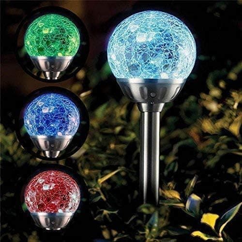 Image of Garden Mile 4pc Solar Powered Globe Lights Outdoor Solar Stake Lights, Outdoor Light for Your Patio, Drive Or Flower Bed, Garden Lighting Changes Globe Stake Light Driveway Pathway Lighting